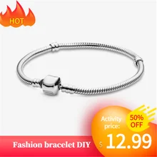 925 пробы серебро браслет Fit DIY Шарм Подвеска цепочка-змейка Для женщин в едином положении во время занятий легкой атлетикой, для изготовления брелков Модные украшения Горячая Распродажа