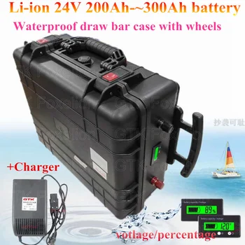 

Li-ion 24V 300Ah 280Ah 260Ah 250Ah 230Ah 200Ah 260Ah battery solar power 100A BMS RV EV inverter UPS akku accu + 20A charger