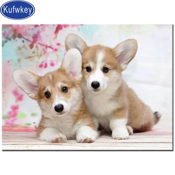 

5d diy diamond mosaic welsh corgi dog diamond painting full square set diamond embroidery 3d handmade cute Mini pet 3d picture,