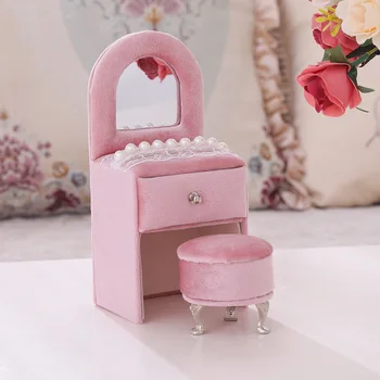 

Creative Dresser Velvet Jewelry Necklace Earrings Rings Display Storage Box
