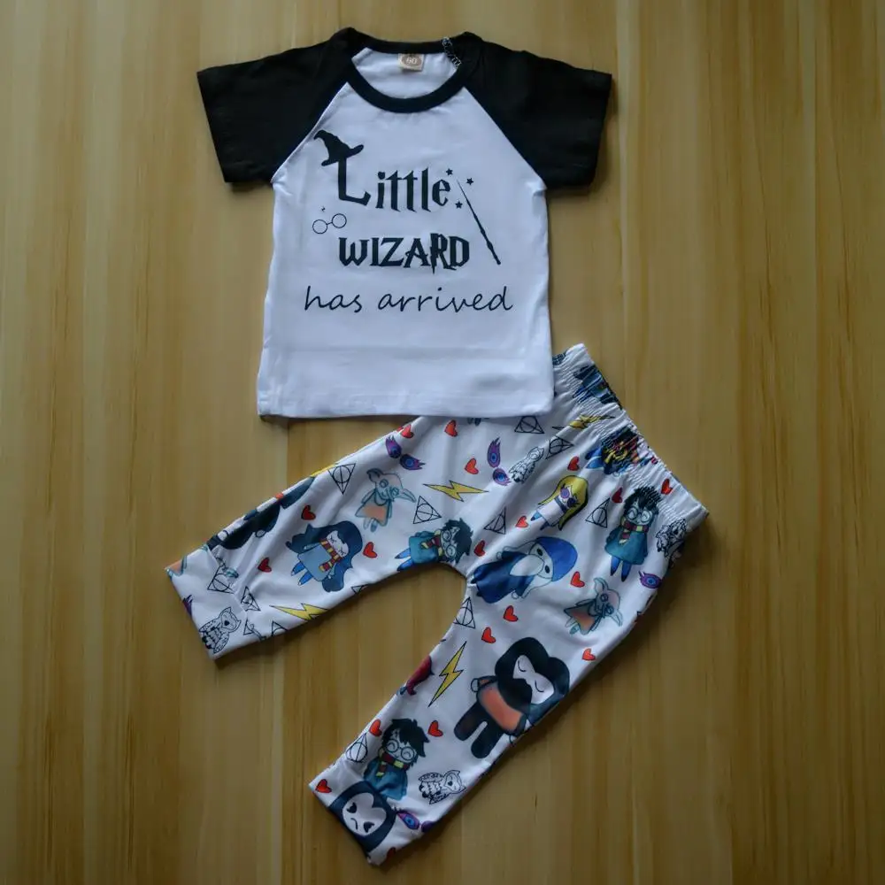 

2PCS Infant Baby Clothes Outfit Sets 2019 New Arrival Little Wizard Has Arrived Romper+Halloween Pants Newborn Baby clothing