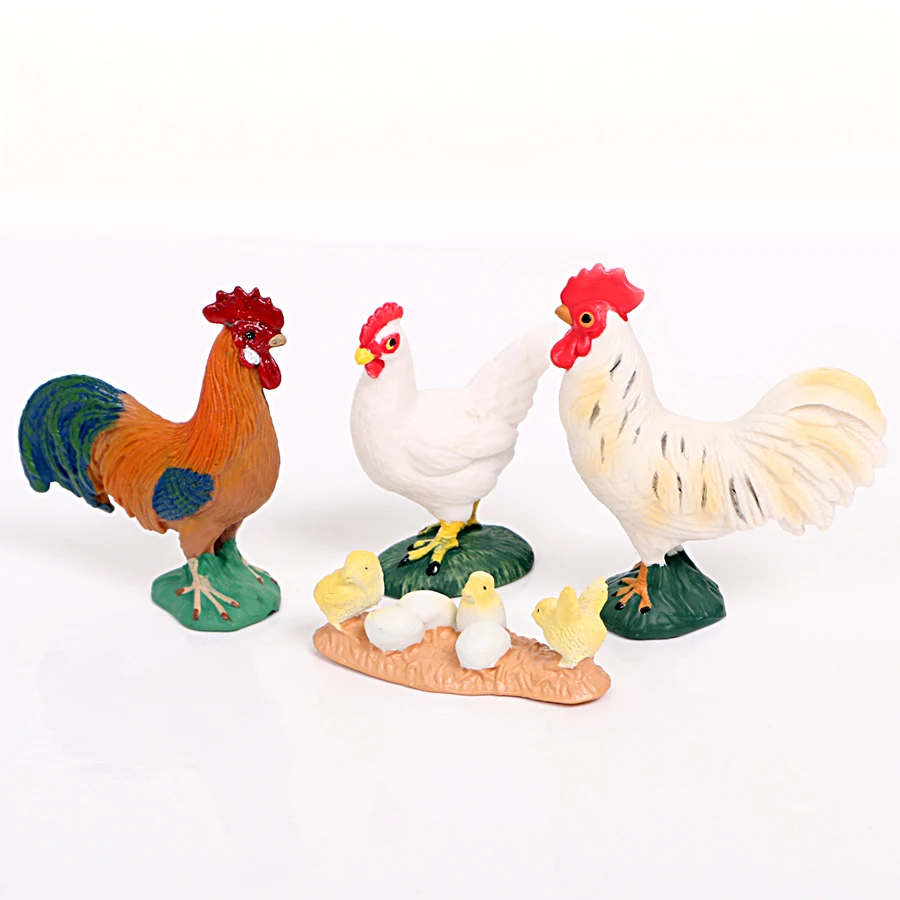 small plastic toy chickens