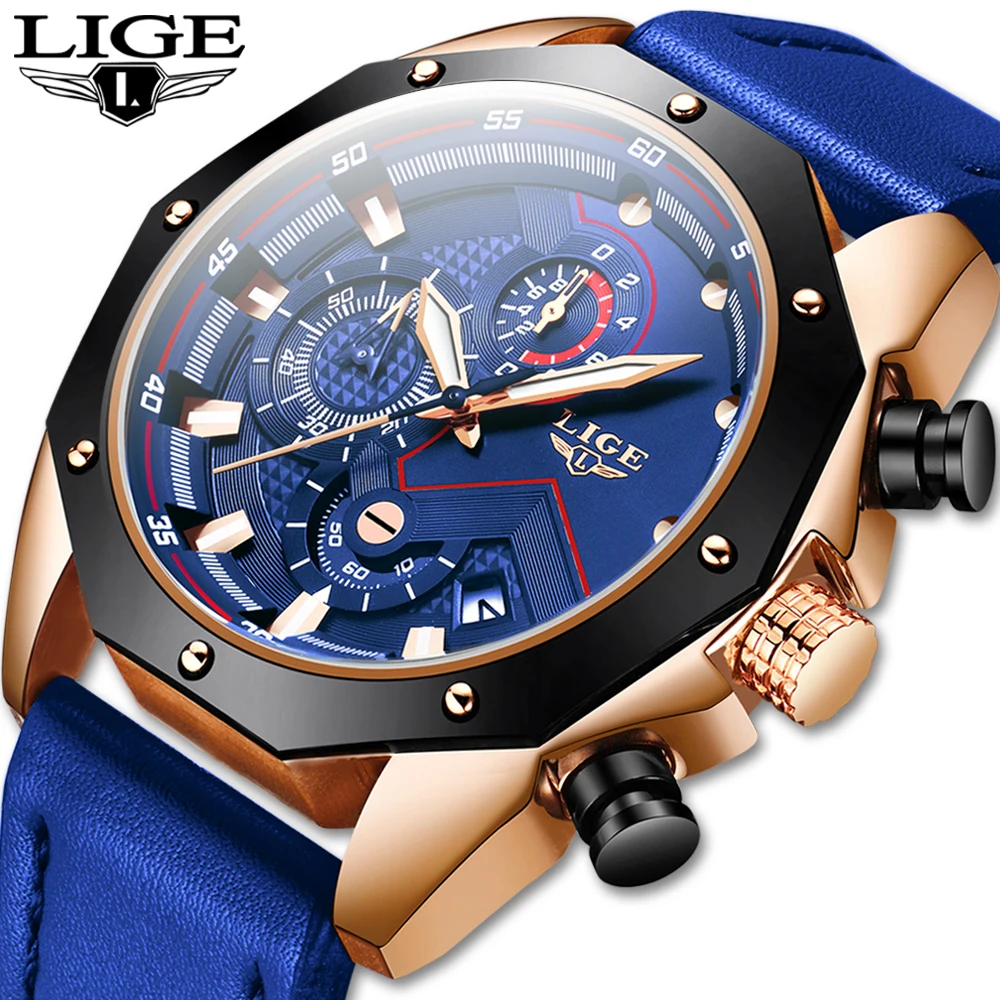 

2020 New Men Watches Top Brand Luxury LIGE Luminous Display Waterproof Watch Sport Quartz Clock Wrist Watch Relogio Masculino