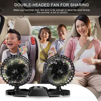 

Dual Head Car Fan Rotating Free Adjustment Auto Blow Air Fan Powerful Quiet Rotatable 12/24V Ventilation Dashboard Car Fan