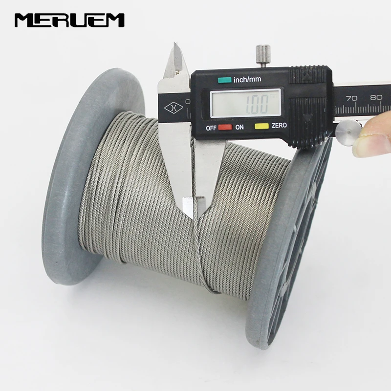 304 Stainless Steel 7x7 Wire Rope 50M/100M Softer Fishing Lifting Cable 0.5/0.6/0.8/1.0mm Diameter Included Aluminium Sleeves pvc coating 50m 100m 1mm 1 2mm 7x7 construction 304 stainless steel wire rope softer fishing lifting cable