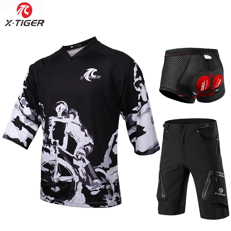 X-Tiger/рубашка DH со средним рукавом, полиэстер, одежда для велоспорта, комплект из дышащего быстросохнущего Джерси для велоспорта - Цвет: as picture