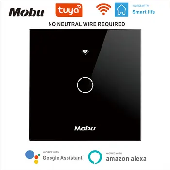 

Wifi Wall Touch Switch EU No Neutral Wire Required Smart Light Switch 1 Gang 220V Tuya Smart Home Support Alexa Google Home