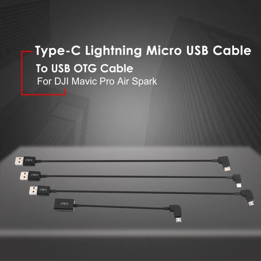 USB OTG кабель для type-C Lightning Micro USB кабель для передачи данных линии для DJI Mavic Pro Air Spark Дрон пульт дистанционного управления