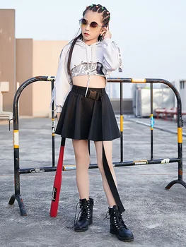 

Pheasant You Spirit Children Dance Dance Suit Girl Navel Modern Loose Hip Hop Costume Girl Practice Clothing