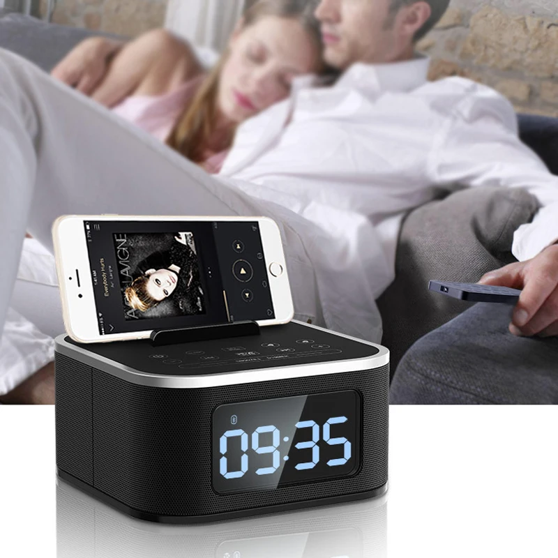 Прикроватный Мини светодиодный Будильник Bluetooth динамик стерео музыкальный плеер