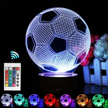 

3D Led Night Light Sports Football 7 Color Changing Nightlight for Kids Birthday Gift Acrylic Plate Table Desk Lamp Home Decor