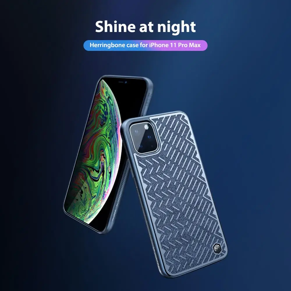 Shine at night For Apple Iphone 11 pro max Case Nillkin Herringbone Soft TPU frame and Hard quality PC panel Light Reflective |