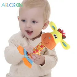 Hochets en peluche pour bébés, animaux colorés mignons, jouets en peluche doux pour enfants, mains de voiture, Mobiles BB, sondeur, sonnerie, anneau de dentition 
