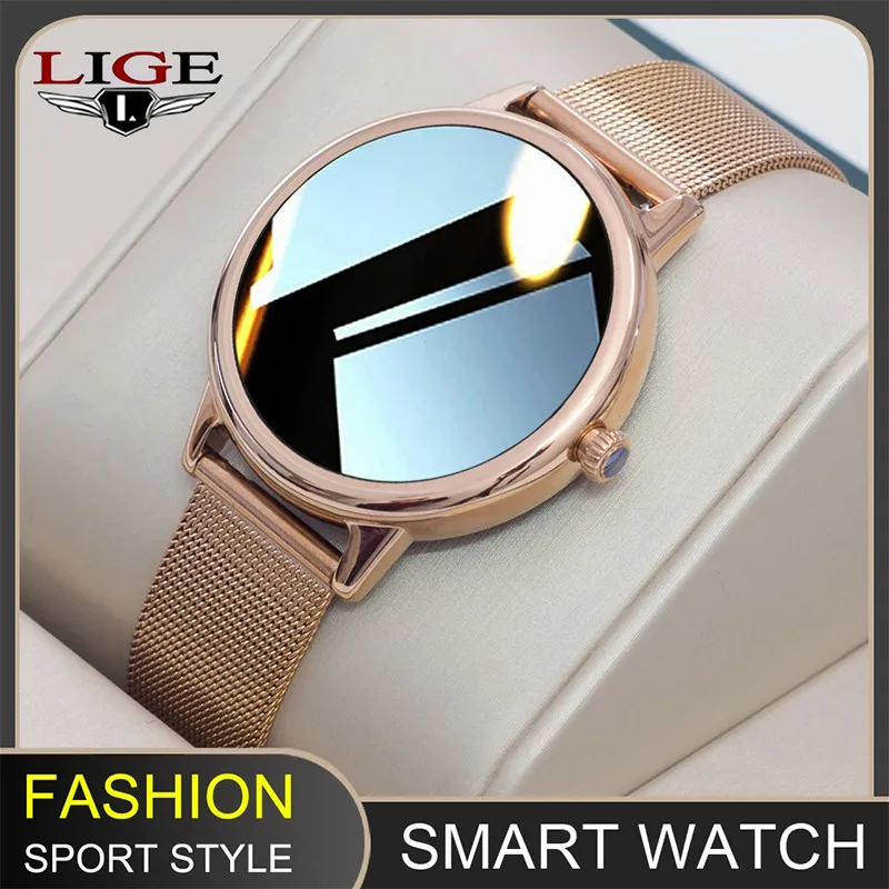 Super Slim Fashion Women Smart Watch 2021 Full Touch Round Screen Smartwatch for Woman Heart Rate Monitor For Android and IOS