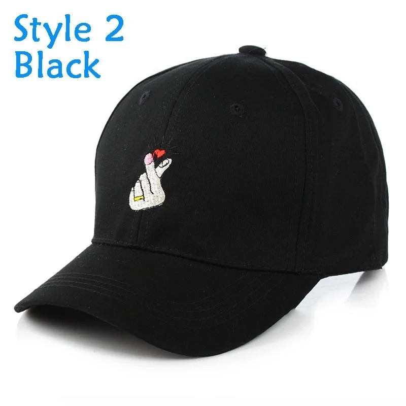 2 стиля пальцев любовь жесты спортивная шапка Регулируемая Snapback бейсболка KPOP Strapback Trucker шапки унисекс Флиппер сердце - Цвет: style2 black