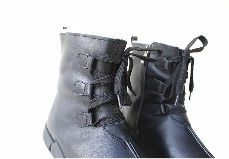 Careaymade-короткие ботинки из натуральной шерсти на толстой подошве из воловьей кожи с мягкой подошвой; хлопковая обувь с высоким берцем; Теплая мужская зимняя обувь