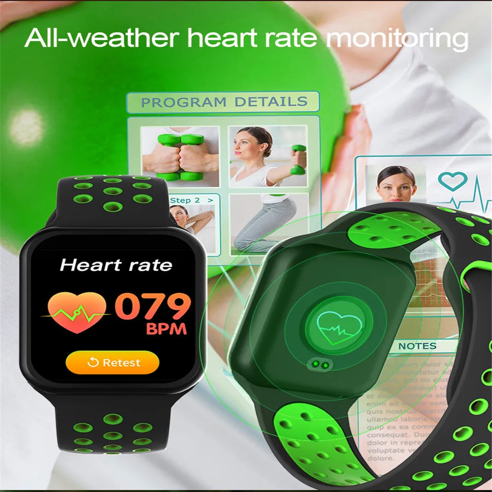 F8 Full Touch Screen F9 Smart Bracelet Heart Rate Blood Pressure Monitoring Information Reminder