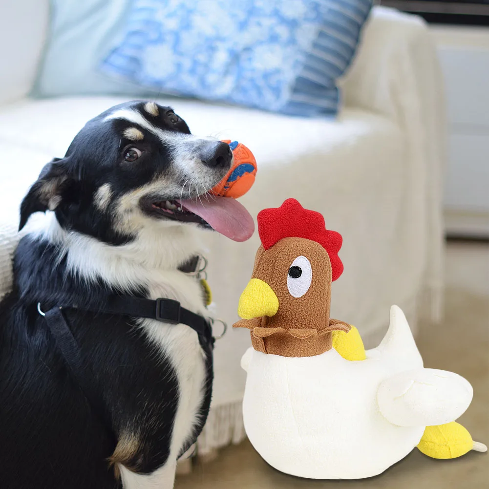 צעצוע לכלב נשכן בצורת תרנגולת מטילה ביצים