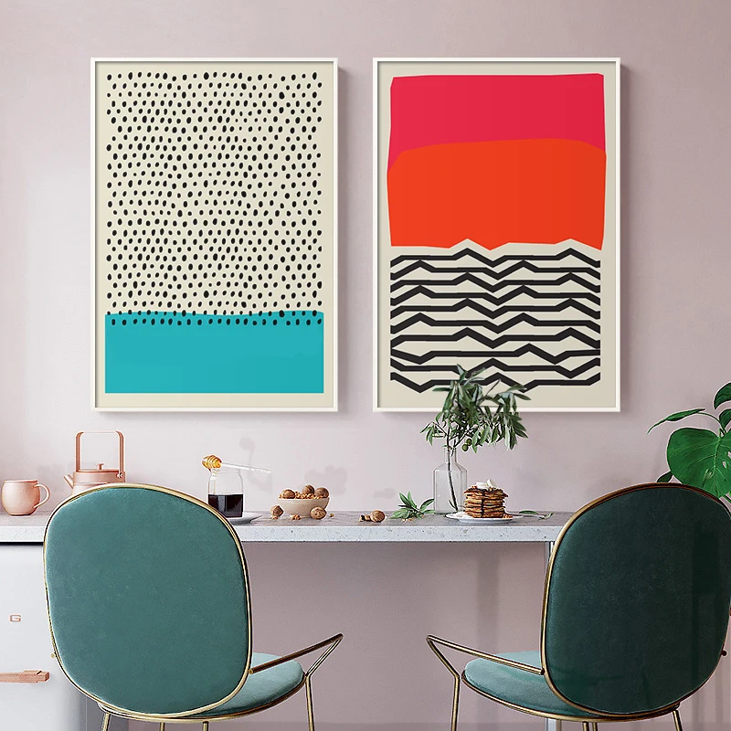 

Modern Multicolored Abstract Geometric Wall Art Canvas Painting Picture Posters and Prints Gallery Kids Kitchen Home Decor