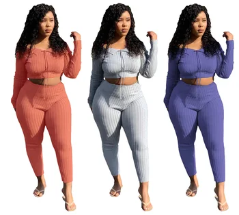 

Autumn Winter Women Two Piece Set Top and Pants Plus Size Tracksuit Sweatsuit Outfit Slash Neck Ruffles Casual Sets