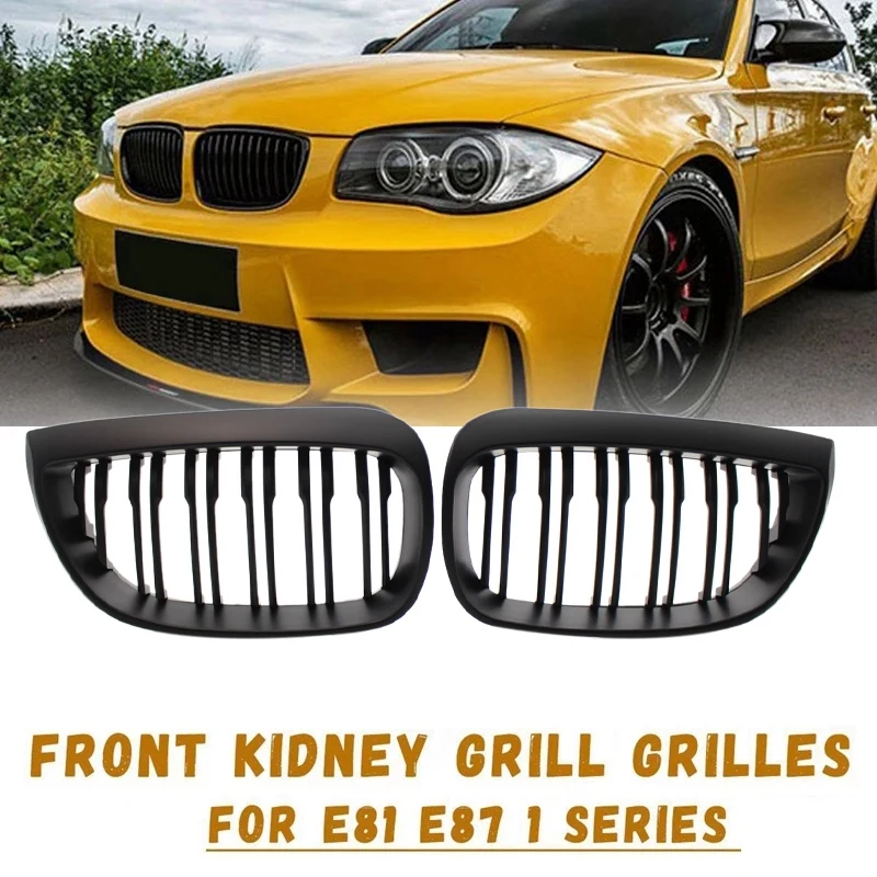 Front Kidney Double Line Grille Sport Grill Replacement for BMW E81 E87 E88 1 Series 2004-2007 MATTE BLACK | Автомобили и