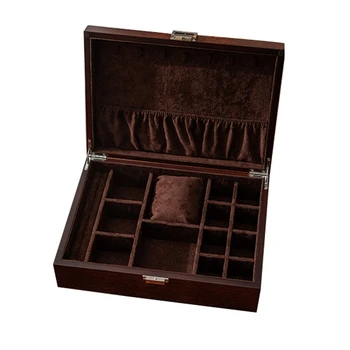 

Jewelry Box Women Wooden Rectangle Packaging Necklace Rings Earrings Storage Organizer Display Gift Boxes Case