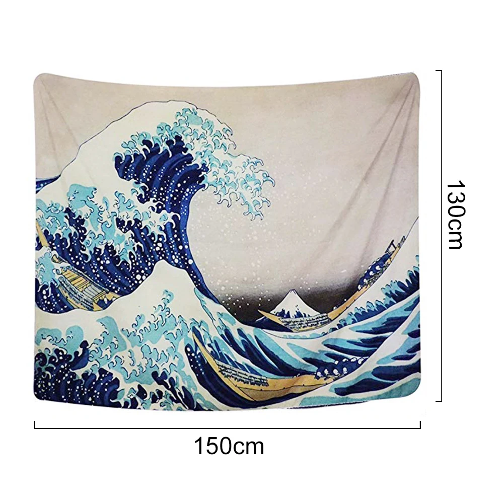Art Living Room Bedroom Tapestry Home Decoration Wave Wall Hanging Printing Beach Nature