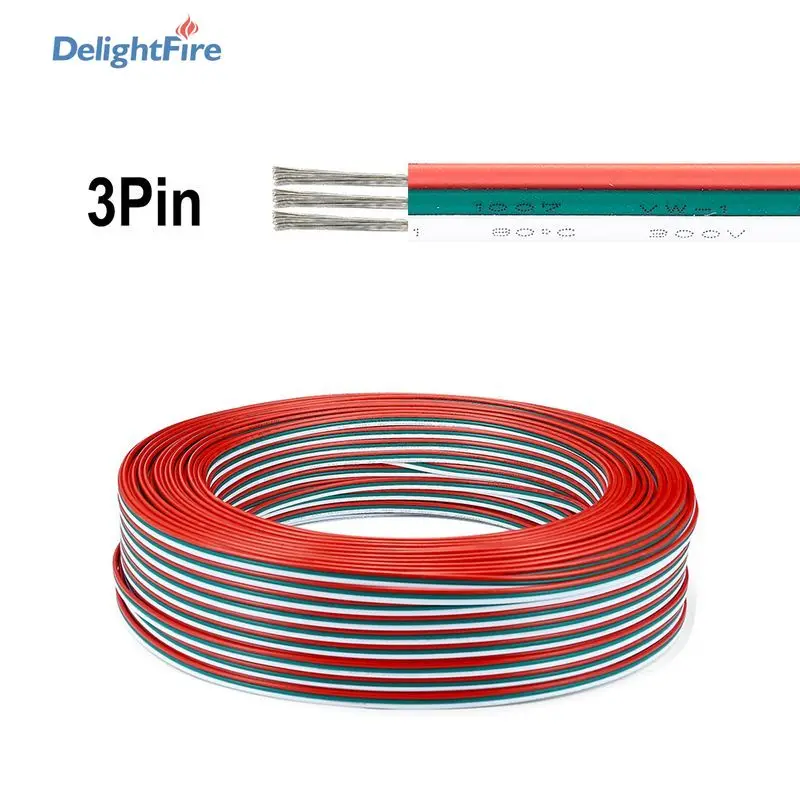 

5M LED Connector Cable 3pin 22 Gauge AWG Extension Electrical Wire Cable For WS2812B WS2811 Rigid Strip Lighting Led Strip