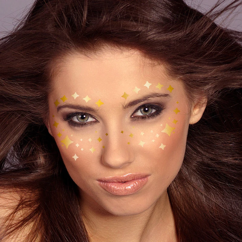 1sheet eye sticker gold plated adhesive for party fake Freckles moon butterfly pattern temporary face tattoo sticker RA032