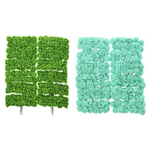 288 шт 2 см ПЭ Роза пена мини букет цветов сплошной цвет/Свадебные украшения-144 шт. зеленый и 144 шт. светильник зеленый