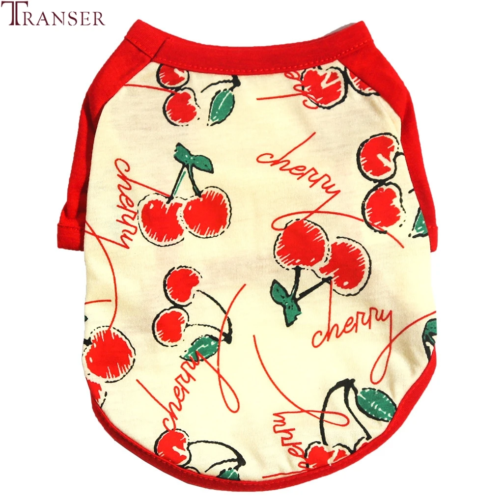 

Transer Cherry Fruit Print Pet Dog Clothes for Small Dog Red T Shirt Puppy Apparel Pets Dogs Outdoor Costume 908
