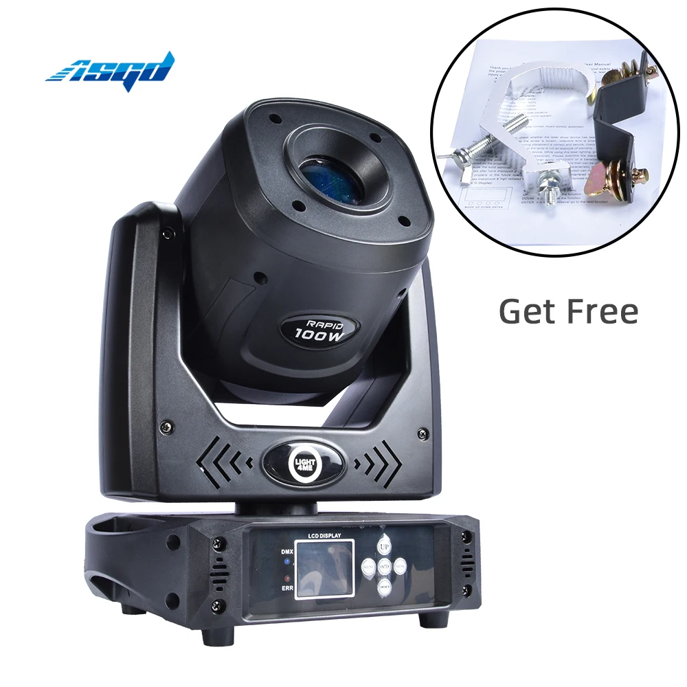

100W Led Spot Light 8 Color 7 Rotate Gobos 8 Static Pattens Moving Head Wash Lyre With 3 Facet Prism DMX Stage DJ Bar Club Party