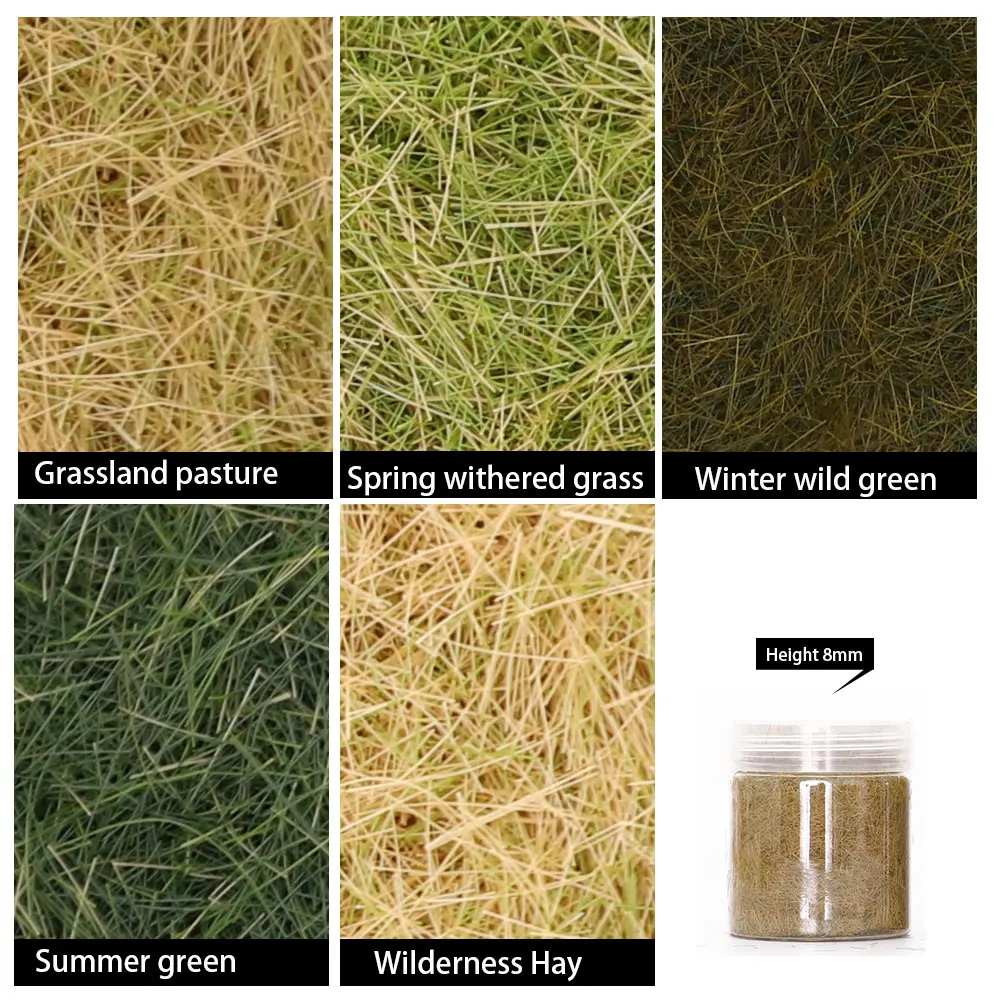 8MM Static Grass Turf Miniature Flock Nylon Lawn Powder For HO N Building Landscape  Scene Model Railway Layout 30g 2