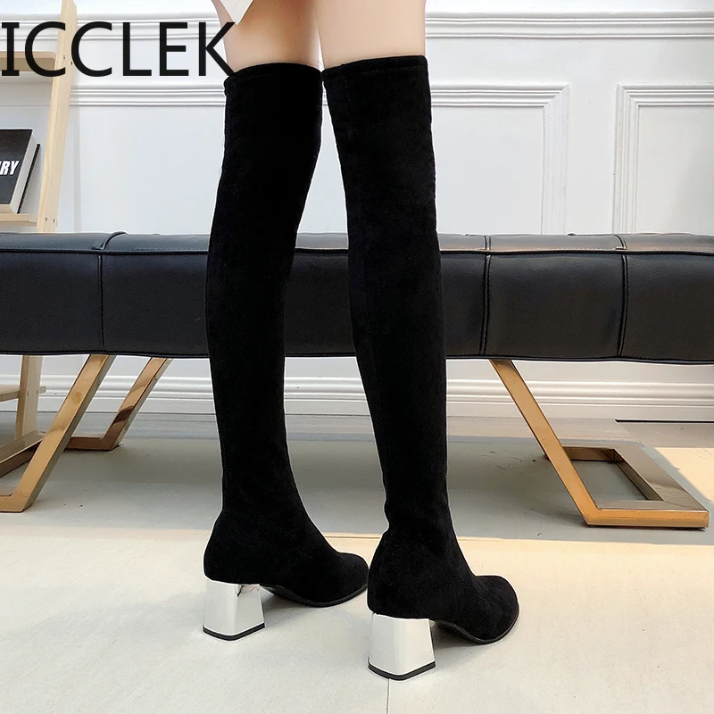 Size 35-43 Winter Over The Knee Boots Women Stretch Fabric Women Thigh High Sexy Woman Shoes Long Bota Feminina A039 women high heel boots
