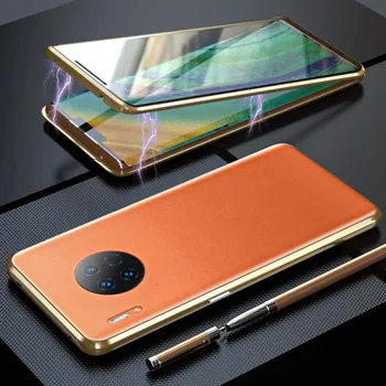 

Luxury Magnetic Cover Case 360 Back Leather Sided Positive 9H Tempered Glass Phone Case For Huawei Mate30 Mate30Pro Case KS0547