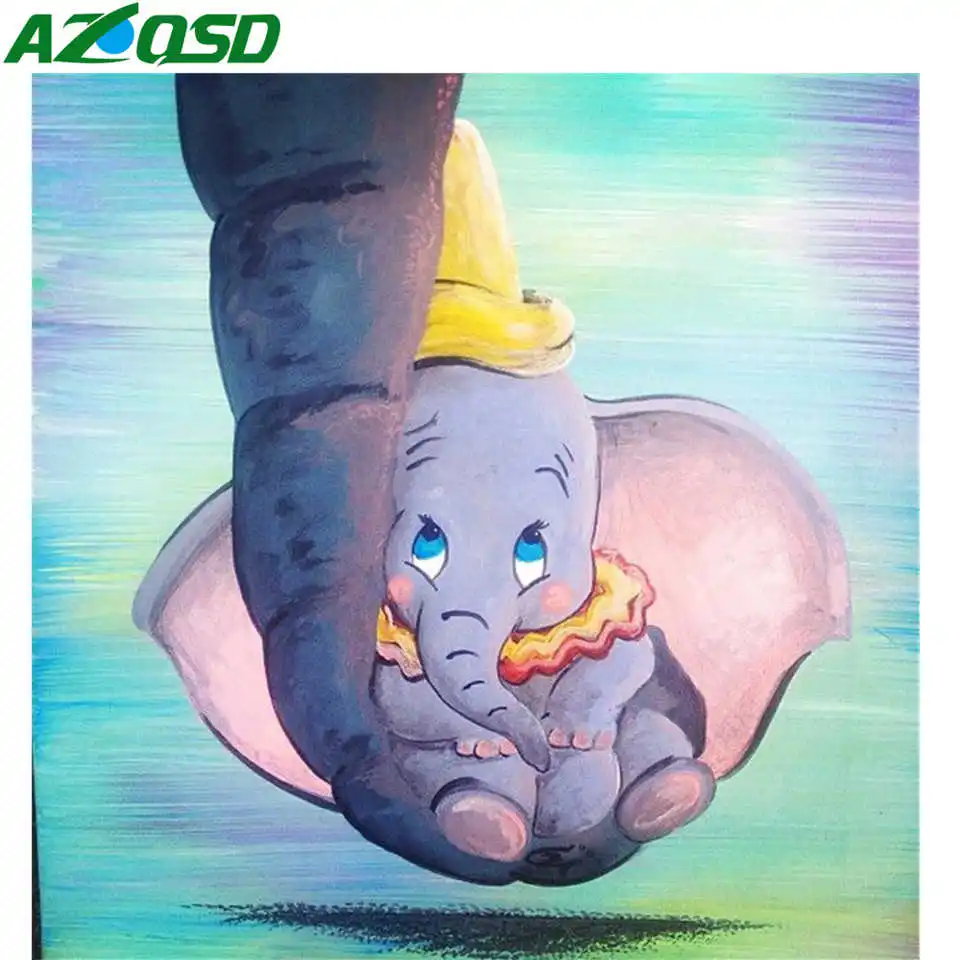 AZQSD 5d Diamond Painting Elephant Cross Stitch Picture Of Rhinestones Handmade Embroidery Cartoon Gift Home Decor | Дом и сад