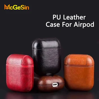 

McGeSin PU Leather Earphone Case For Airpods Bluetooth Headphone Protector Cover Business Popular Case 2019