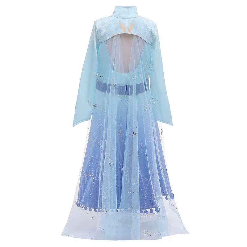 Newest Princess Dress for Girls Snow Queen Elsa Cosplay Christmas Dress Disfraz Elsa 2 Party Long Sleeve Long Vestidos 12Ys