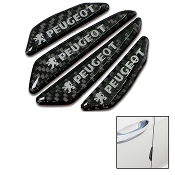 

4pcs Carbon fiber car door protection strip Car Badge for Peugeots 107 108 206 207 308 307 508 2008 3008 style car Styling