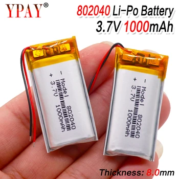 

1/2/4x 3.7v Rechargeable 802040 Li Ion Polymer Lithium Batteries Pcb Charge Protected Lipo Li-polymer 1000mAh Replacement Cell