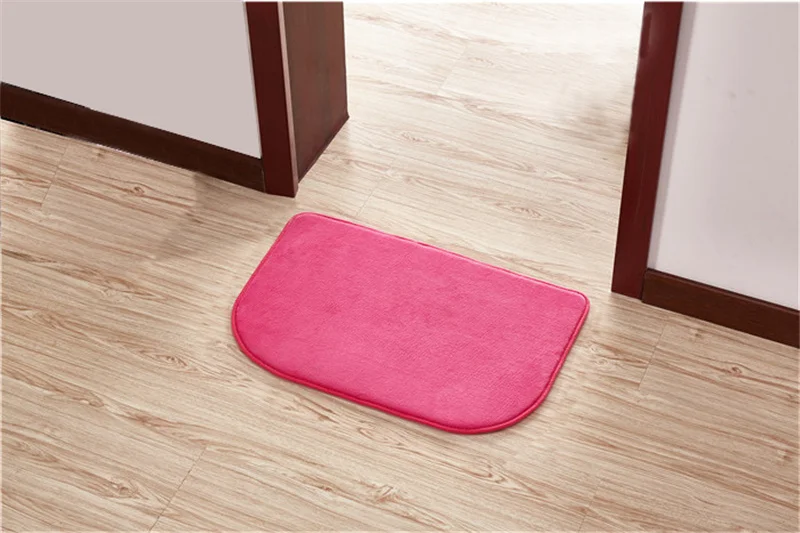 mei hong Soft Coral Fleece Bathroom Doormat Non-slip Floor Rug for Toilet Absorption Memory Foam Foot Pad for Gate 40*60/50*80/60*90cm - Цвет: mei hong