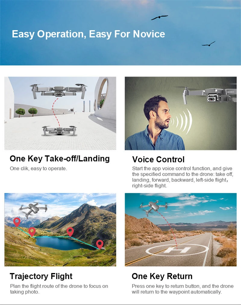 Ângulo de Altura Drone Helicóptero k 1080 p Câmera Wifi Fpv Grande Modo Espera rc Quadcopter Dobrável Peso 95g Crianças Brinquedos Presente E68 hd 4 9 p câmera wifi fpv grande ângulo de