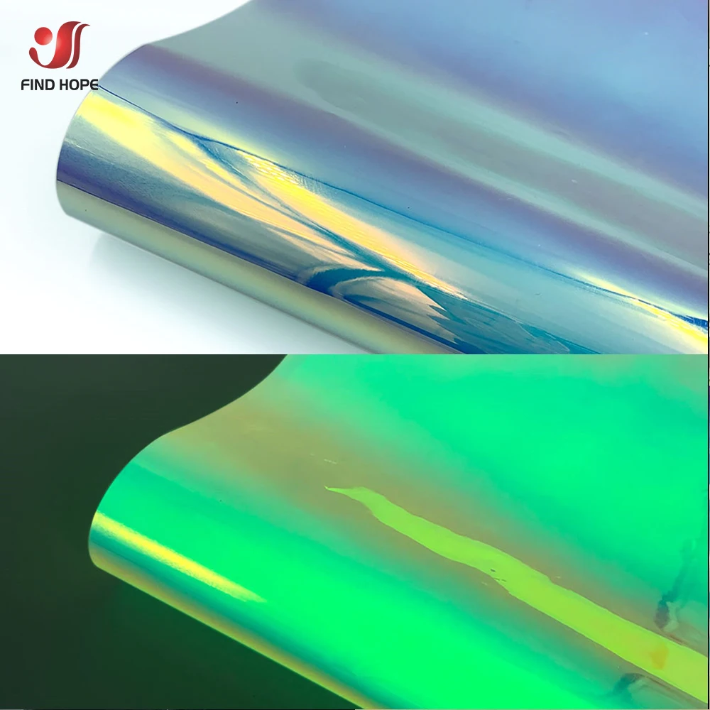 50*100cm Holographic Glow In The Dark Heat Transfer Vinyl Iron on T-shirts Clothing Film For Cut Roll DIY