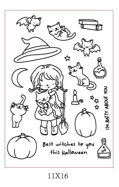 

Halloween Witch stamp Clear Stamp for Scrapbooking Transparent Silicone Rubber DIY Photo Album Decor k130