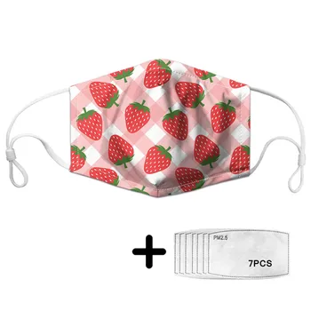 

Strawberry Plaid Pattern Kids Kawaii Pink Face Mask Reusable Protective Covers Mouths for Children Girls Boys Cute Tapabocas