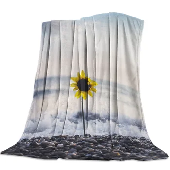 

Sunflower Sea Beach Waves Spring and Autumn Soft Flannel Blanket Office Siesta Blanket Sofa Bed Blanket
