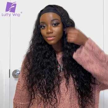 

Headband Wig Human Hair Long Wavy Headband Wigs Brazilian Remy Human Hair Glueless Half Wigs 200 Density Natural Hair Luffywig