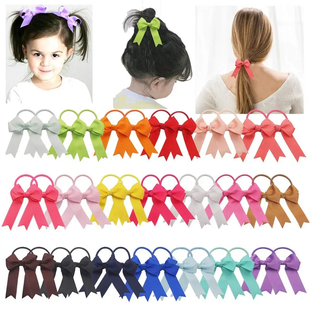 40Pcs/20Pair 2.5 Inch Cheer Bows For Girls Ponytail Holder Cheerleading Bows Elastic Hair Ties Bands For Baby Girls Kids Childre 1pc 30cm environmentally matte cheerleading flower ball four fingers pompoms for cheer dance sport competition stage show pompon