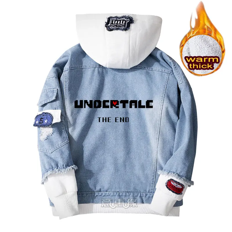 Undertale Толстовка Sans Косплей пальто Повседневная джинсовая куртка для мужчин зимние женские джинсы Верхняя одежда теплые свободные толстовки