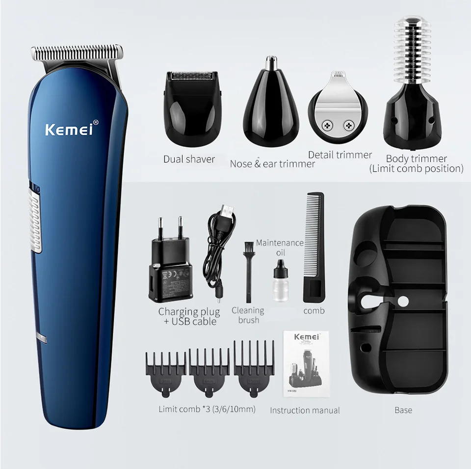 

Kemei Electric Hair Clipper Multifunction Hair Trimmer Push Electric hair Cutting Machine Hair Haircut Modeling Tool 3